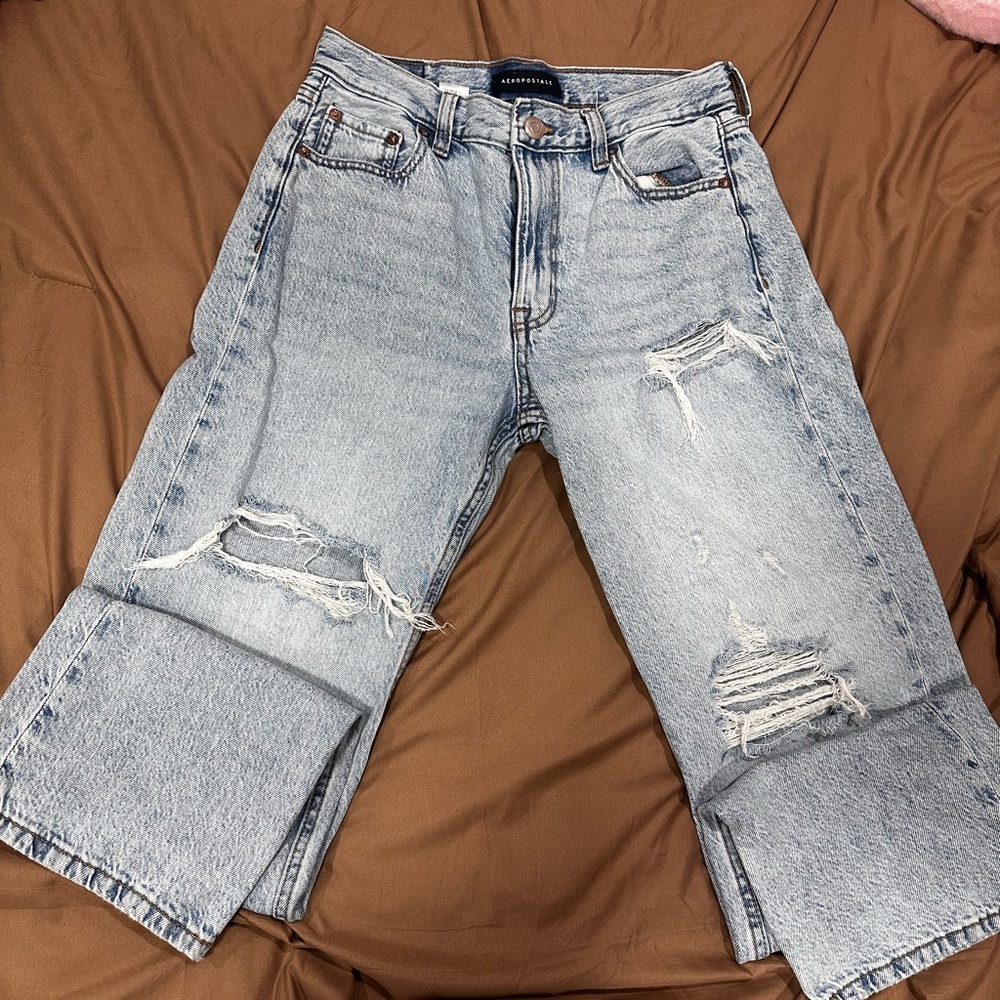 Aeropostale High Rise Baggy Light Blue Jeans, USED JEANS